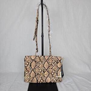 Steve Madden Crossbody Bag or Clutch Brown Tan Snake Print Natural BShannon NWT